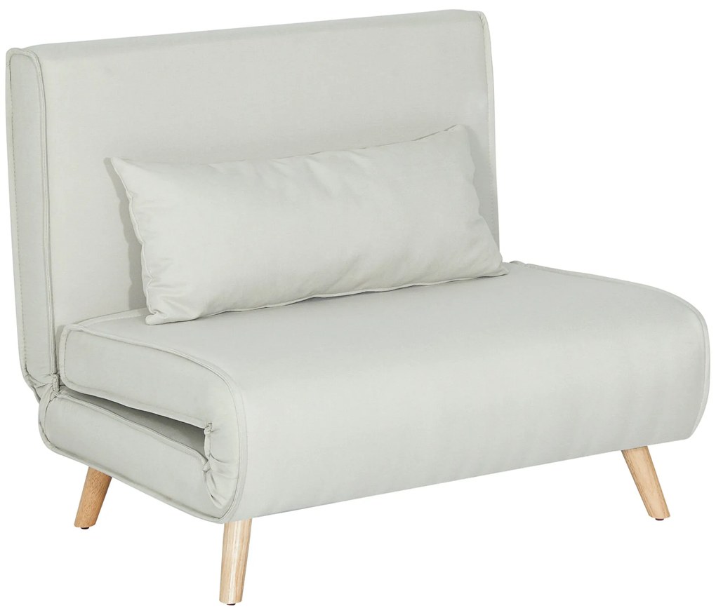 HOMCOM Poltrona 3 em 1 Sofá Cama Individual Dobrável com Encosto Ajustável em 6 Posições e Almofada para Sala de Estar Dormitório Escritório Carga 350 kg 94x78x80 cm Bege Claro