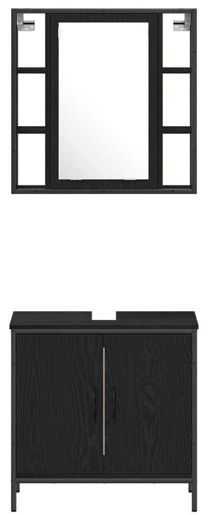 Conjunto de Móveis para Casa de Banho de 4 peças Carvalho Preto Madeir
