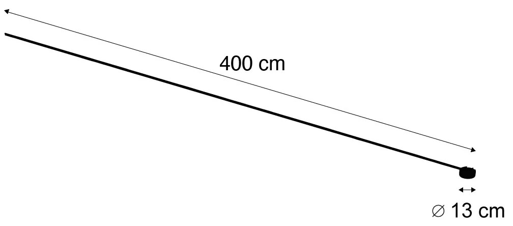 Sistema de iluminação de trilho moderno preto monofásico 400 cm com fonte de alimentação redonda - Magnetic