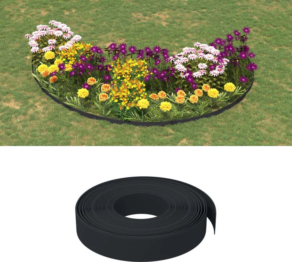 vidaXL Bordas de jardim 4 pcs 10 m 10 cm polietileno preto