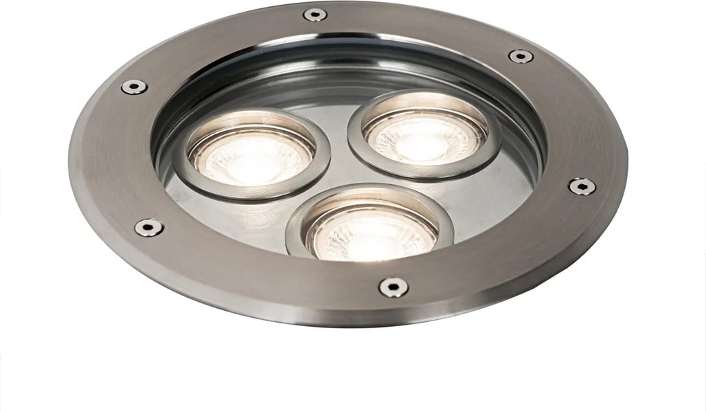 Conjunto de 3 Spots de Solo Modernos Aço 3-Luzes IP65 - Tribus