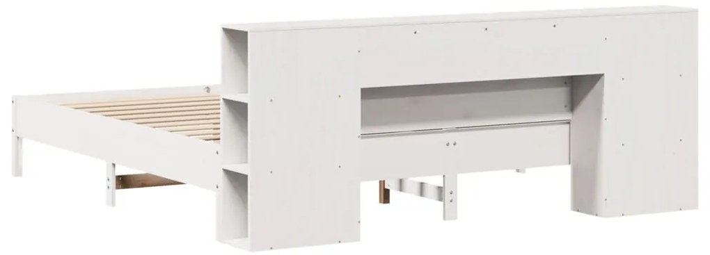 Cama com estante sem colchão 200x200 cm pinho maciço branco