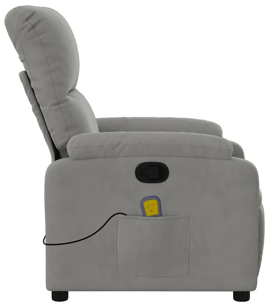 Poltrona de massagens reclinável tecido microfibra cinza-claro