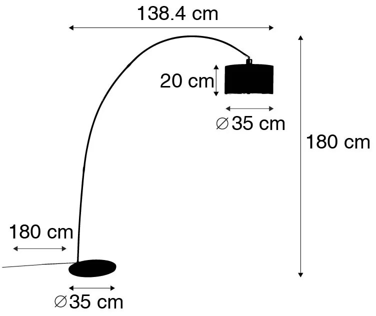 Candeeiro de arco moderno preto - Vinossa Moderno