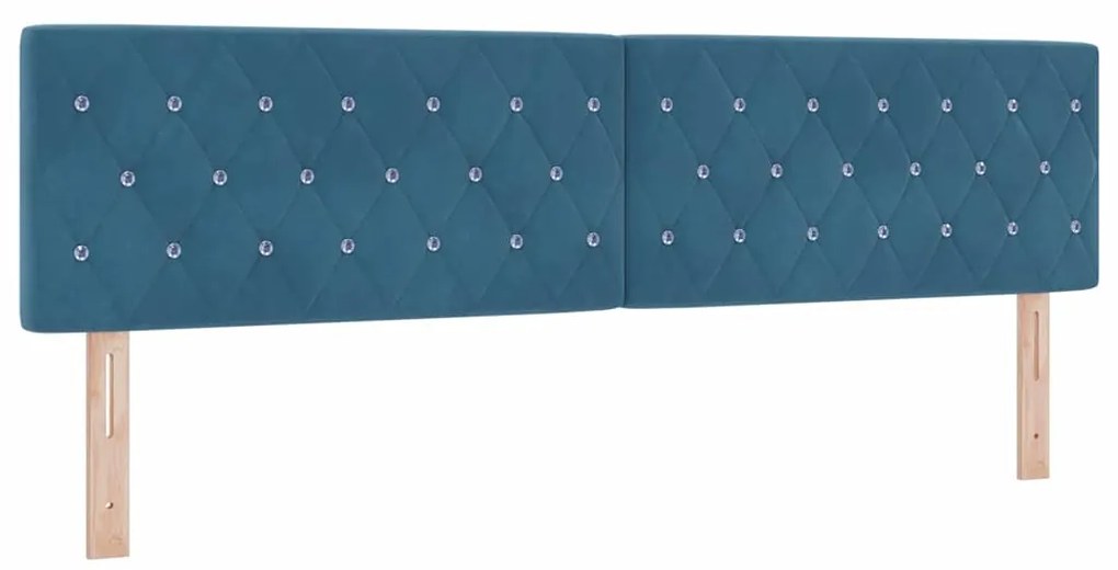 Cama Box Box Spring com Colchão e LED Azul Escuro 180x200 cm Veludo