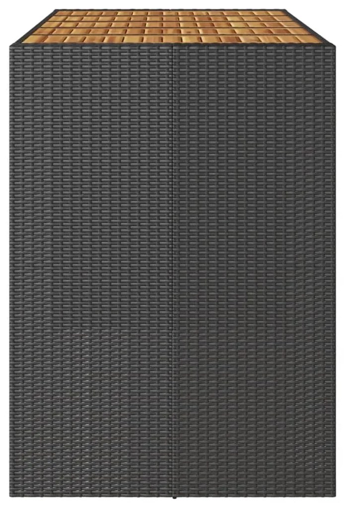 Mesa de bar para jardim com tampo em acácia vime PE preto