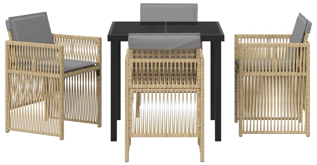 Conjunto de Jantar para Jardim vidaXL de 5 Peças com Almofadas Bege de
