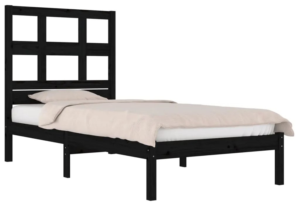 Estrutura cama pequena solteiro 75x190 cm madeira maciça preto