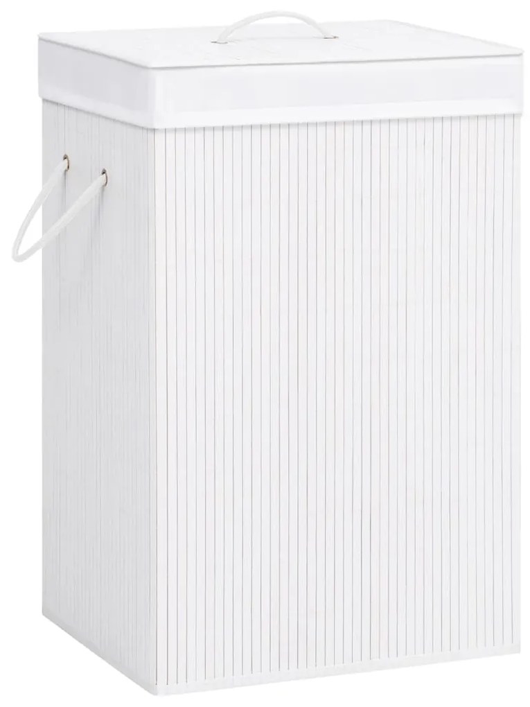 vidaXL Cesto para roupa suja c/ secção única bambu branco