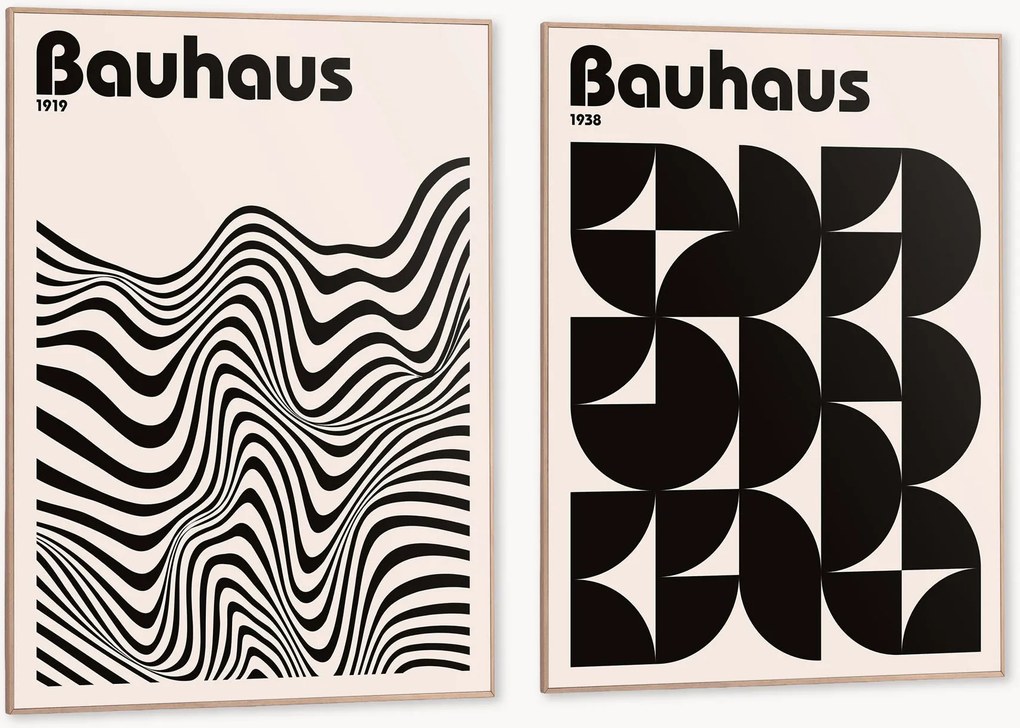 Impressões digitais emolduradas Bauhaus Shapes, conjunto de 2