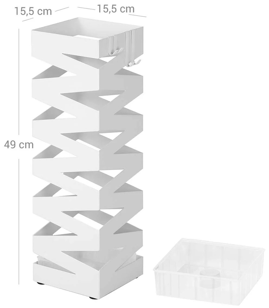 Suporte para guarda-chuvas quadrado 15,5 x 15,5 x 49 cm branco