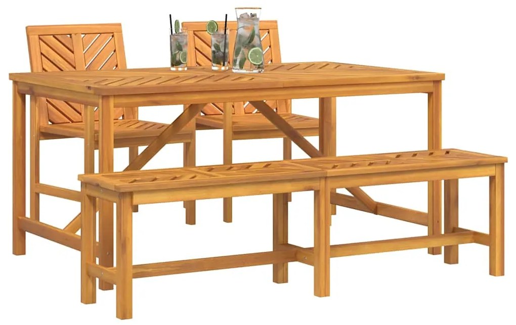 Conjunto de Jantar de Jardim 4 Peças Madeira Maciça de Acácia