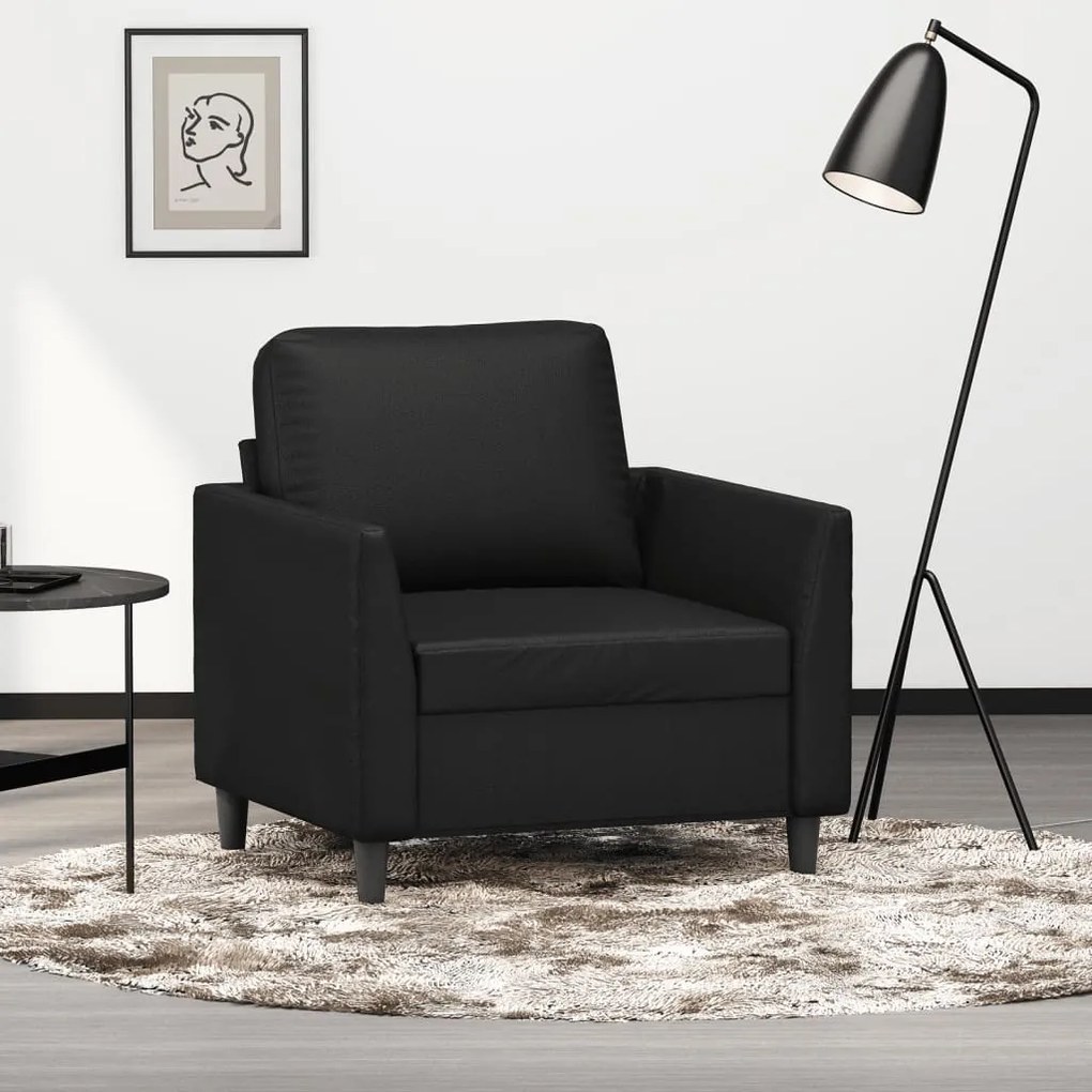 359323 vidaXL Poltrona couro artificial 60 cm preto