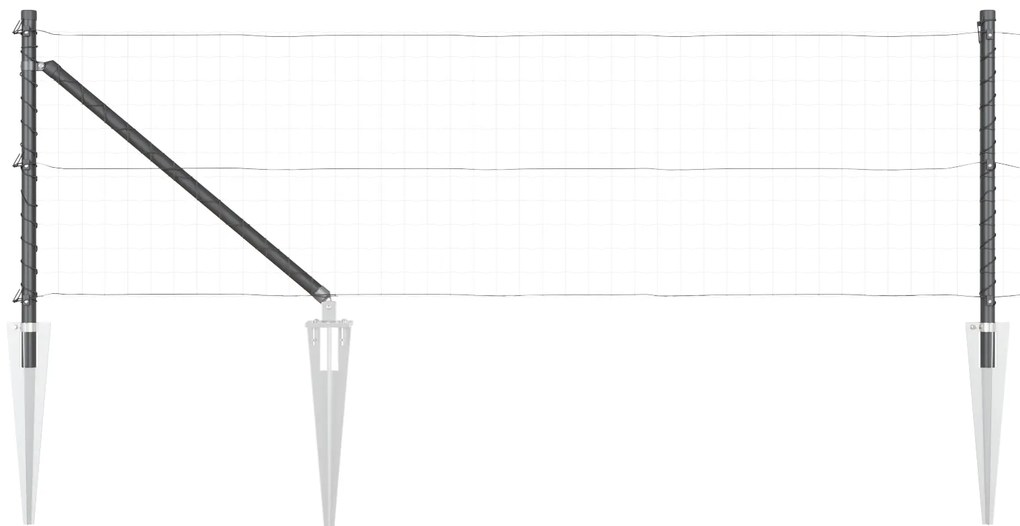 Postes de Cerca vidaXL com Ponta 26 pcs Ø32 mm 80 cm Aço Galvanizado