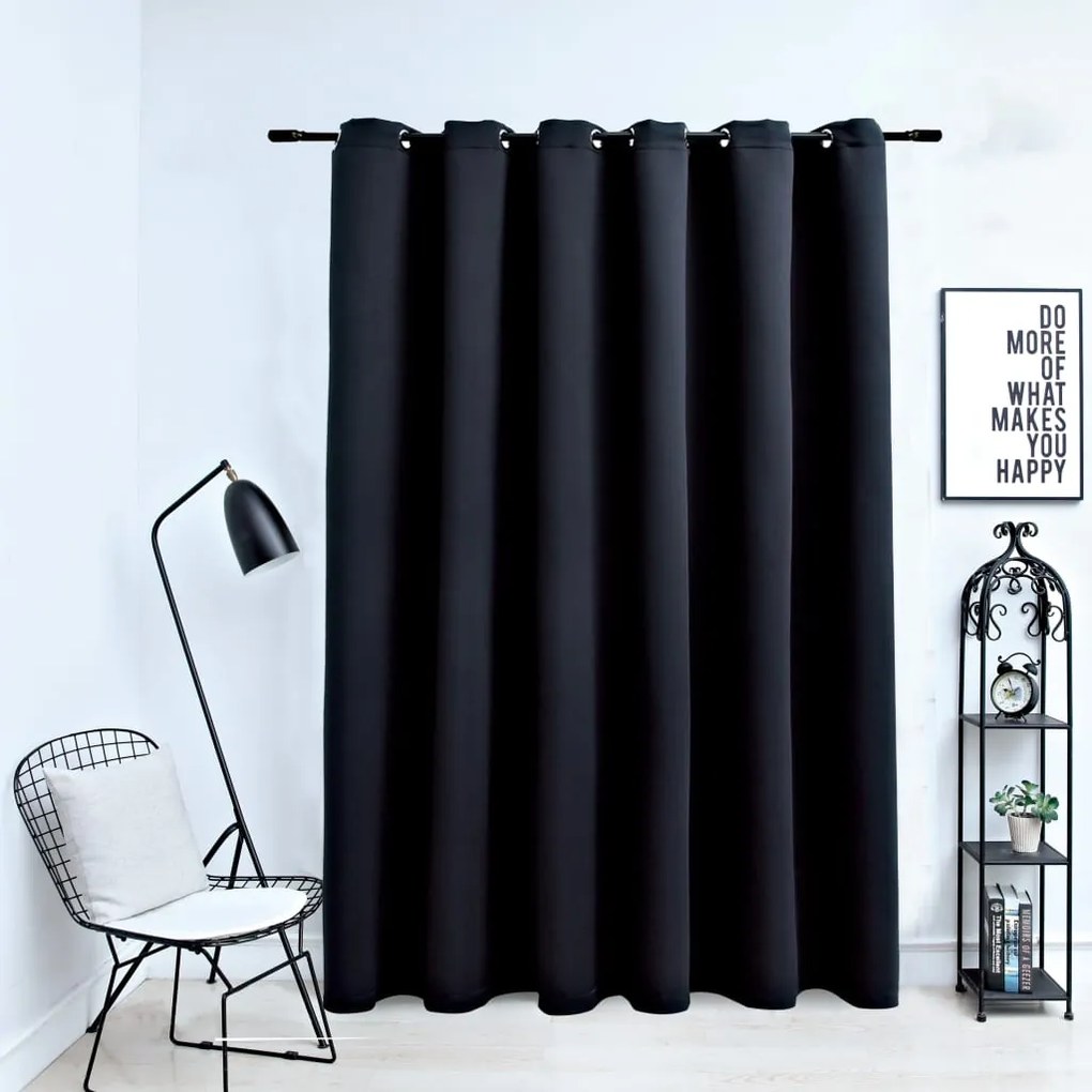 vidaXL Cortina blackout com argolas em metal 290x245 cm preto