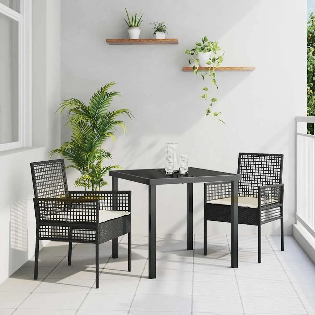 vidaXL Cadeira de Jardim 2 pcs Preto 53 x 60 x 85cm vime PE