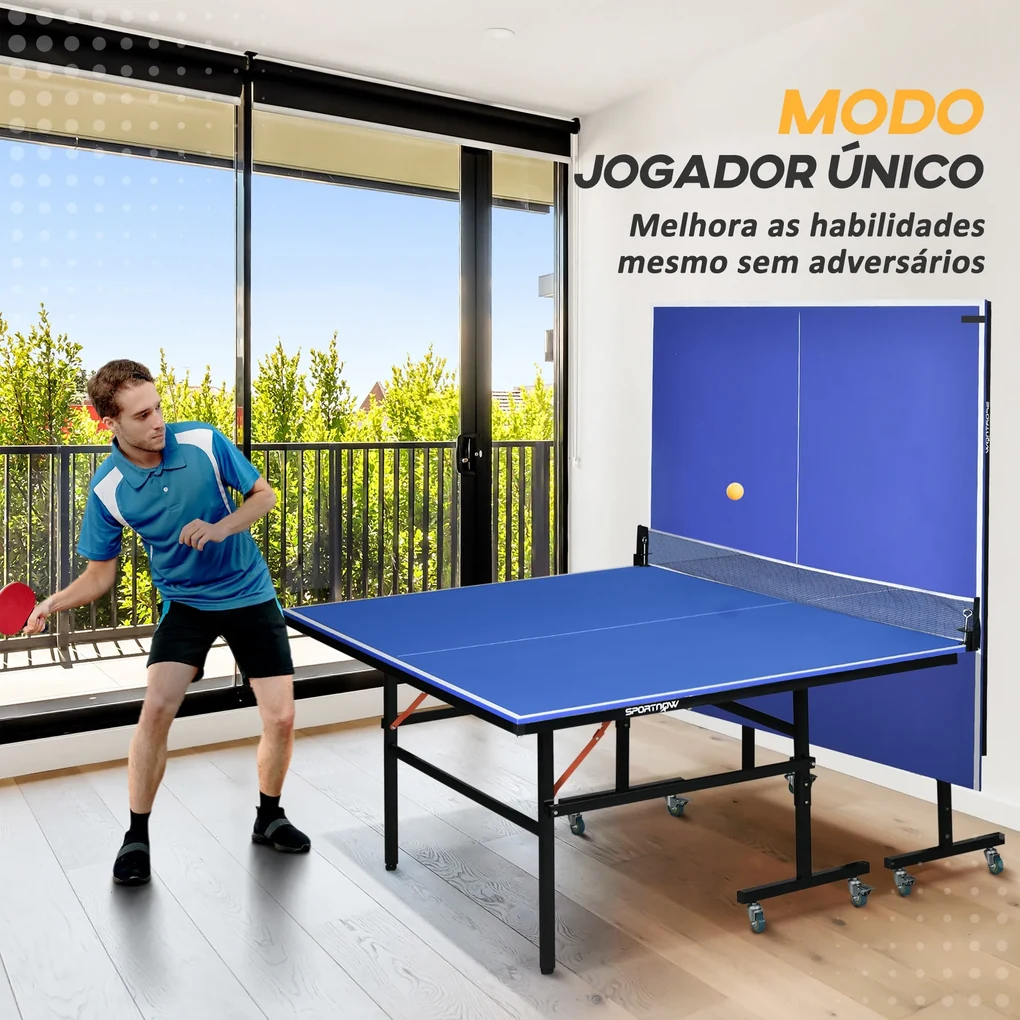 SPORTNOW Mesa de Ping Pong Dobrável com Rodas Mesa de Ping Pong Profis ...