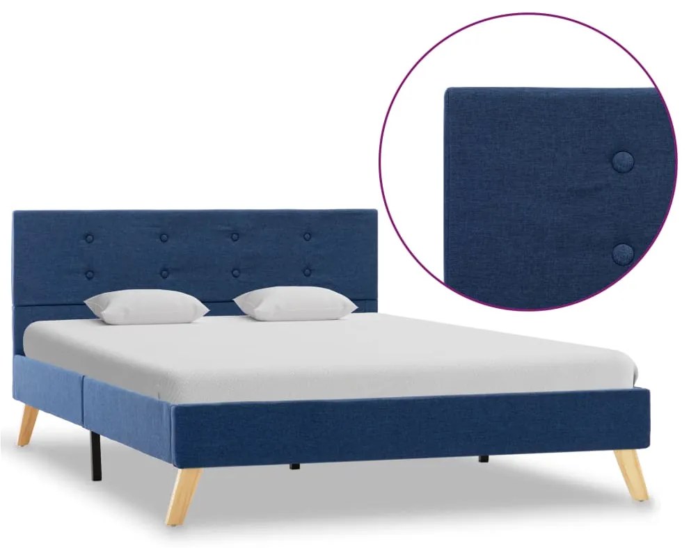 vidaXL Estrutura de cama em tecido azul 120x200 cm