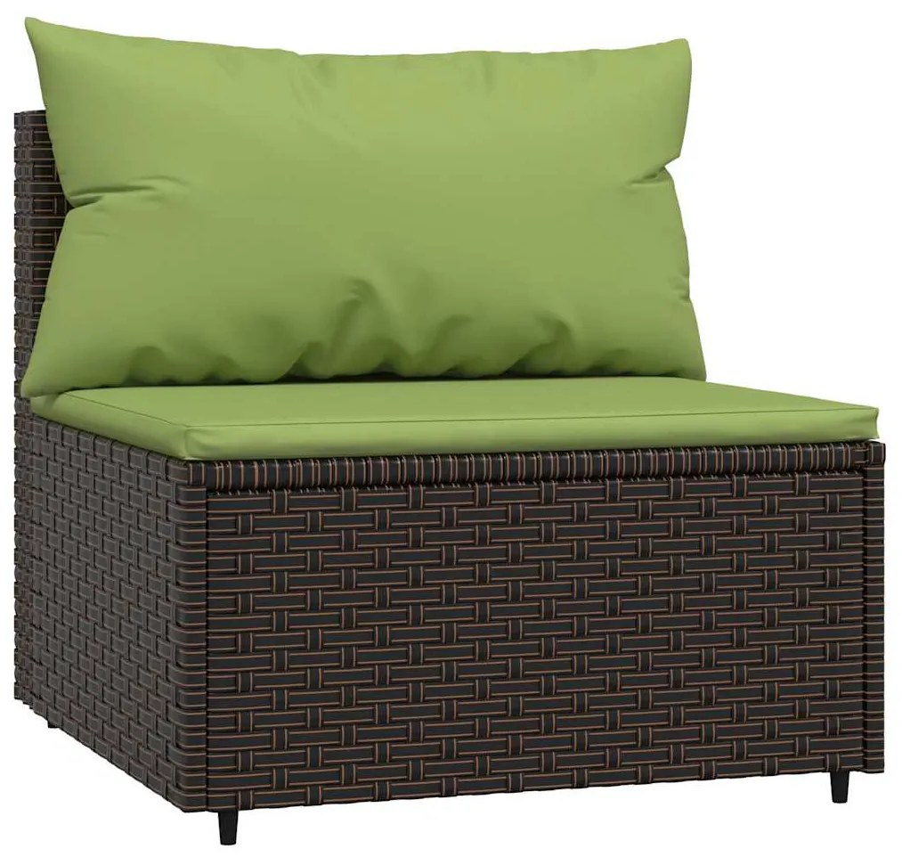 3 pcs conjunto lounge jardim c/ almofadões vime PE castanho