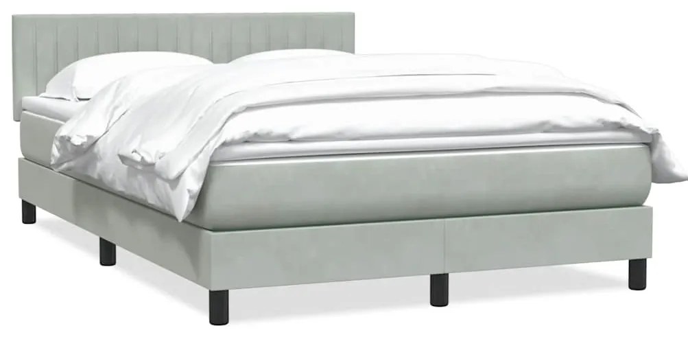 vidaXL Cama com molas/colchão 160x220 cm veludo cinzento-claro