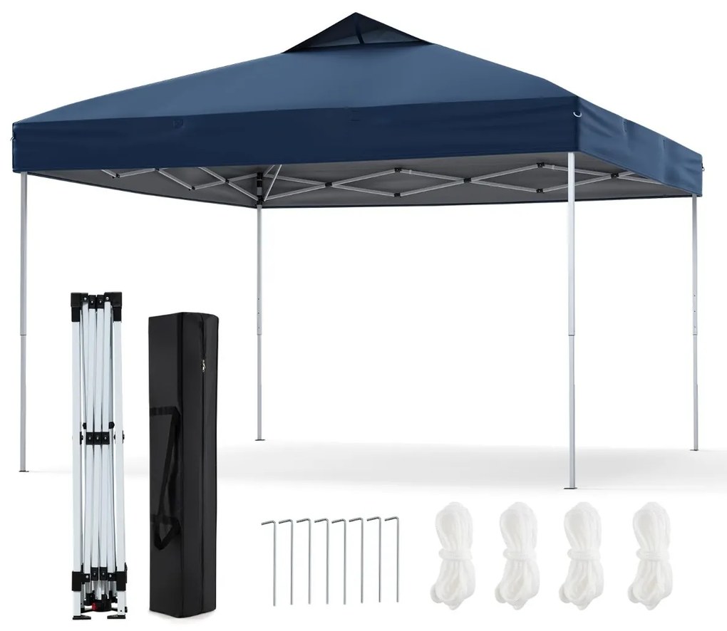 Tenda dobrável 295 x 295 cm para jardim, feiras, eventos com bolsa de transporte teto ventilado Azul Escuro