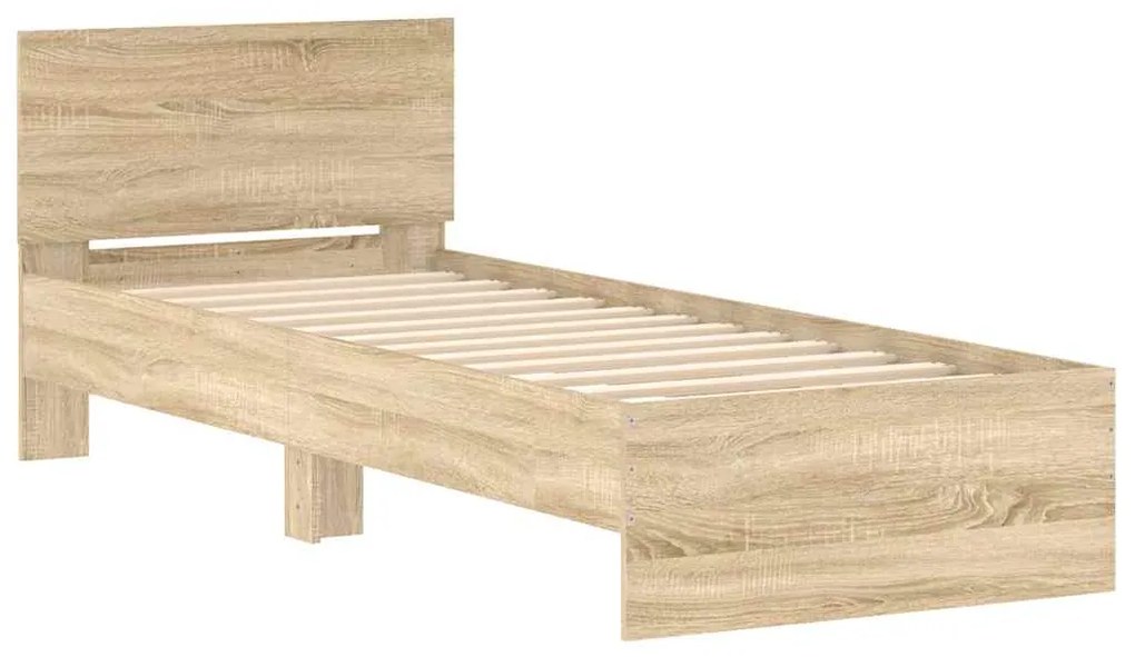 Cama sem colchão com cabeceira 90x190 cm carvalho sonoma