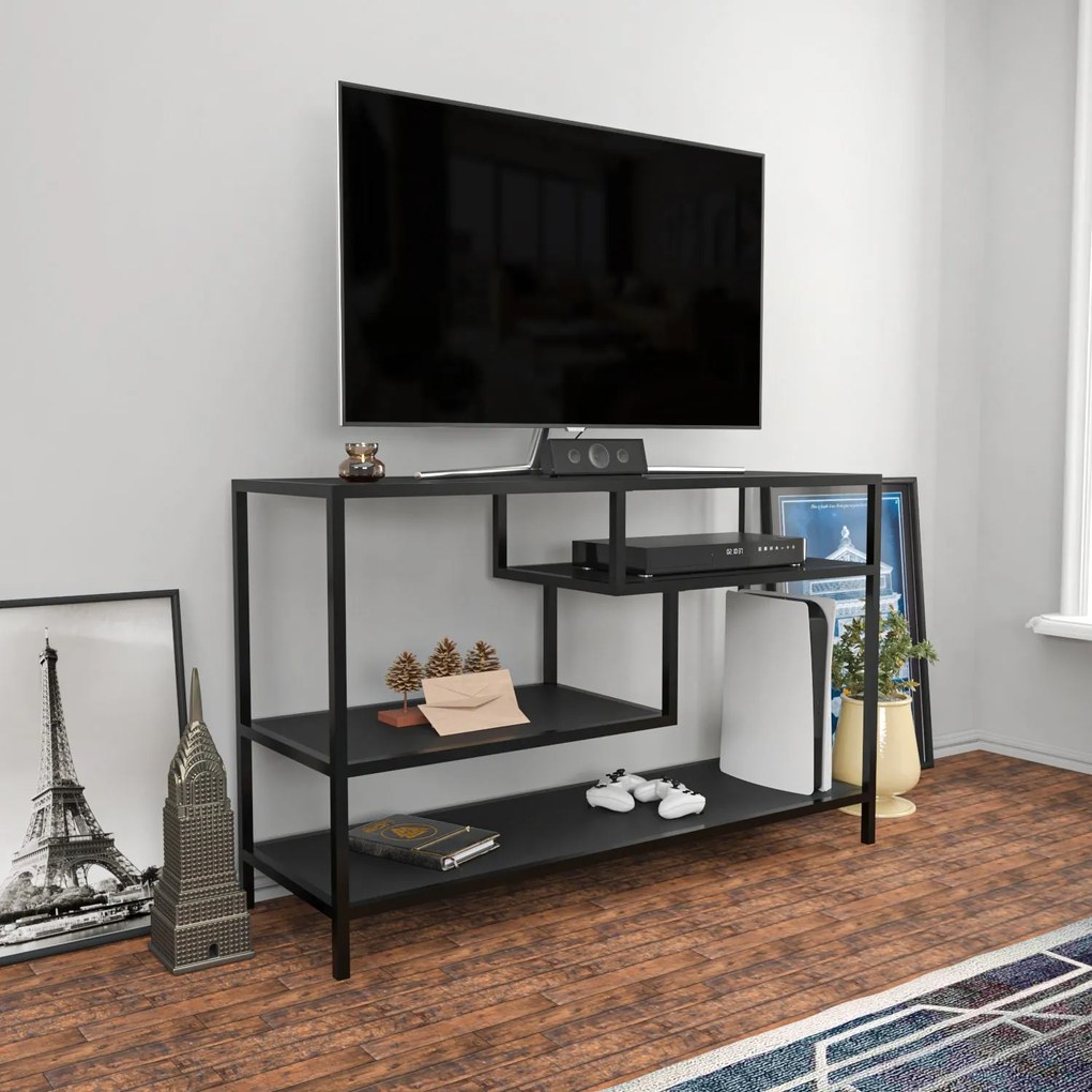 Móvel TV Robbins – Antracite/Preto – 120x39x75 cm