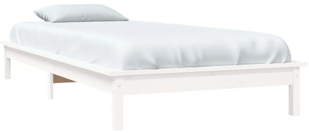 Estrutura de cama de solteiro 90x190 cm pinho maciço branco