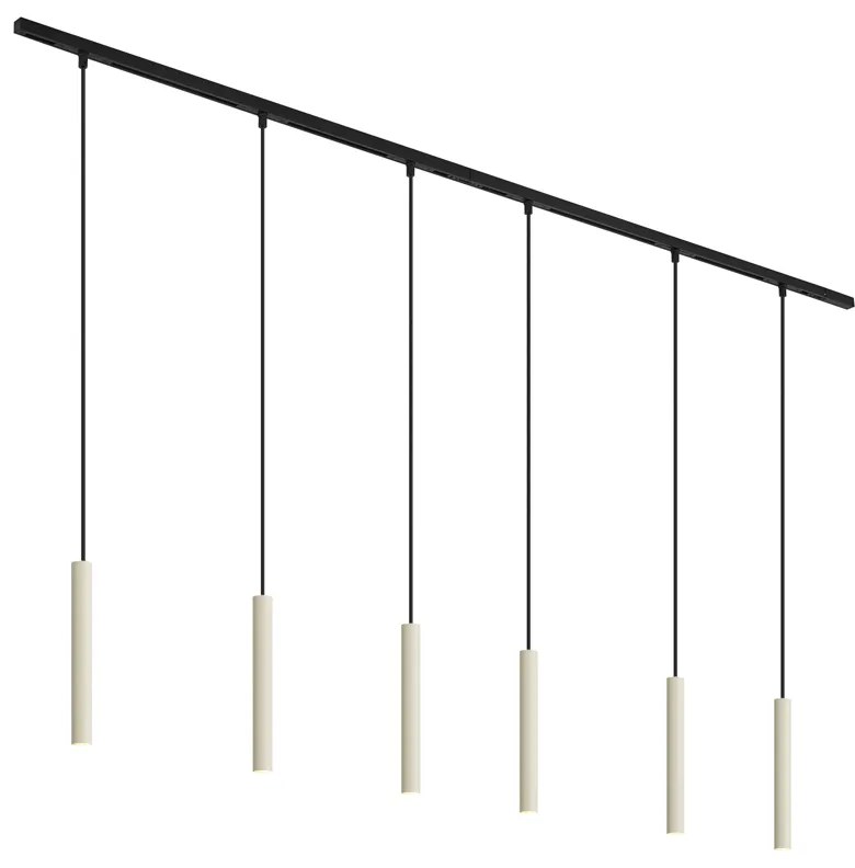 Sistema de iluminação de trilho moderno com 6 pendentes bege e preto monofásico - Slimline Keno