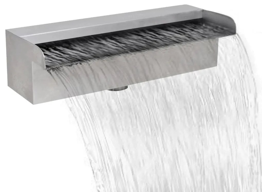 vidaXL Fonte para piscina retangular 30 cm aço inoxidável