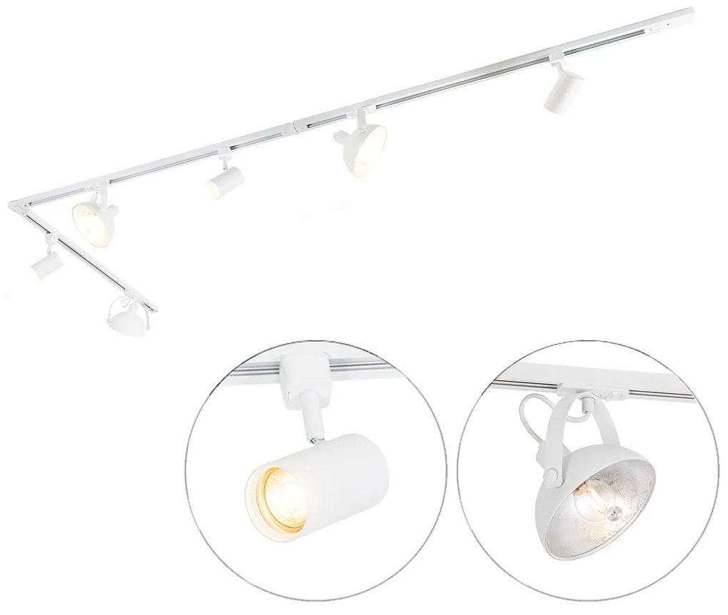 Sistema de calhas monofásico com 6 focos brancos ajustáveis - Magnax Jeana Moderno