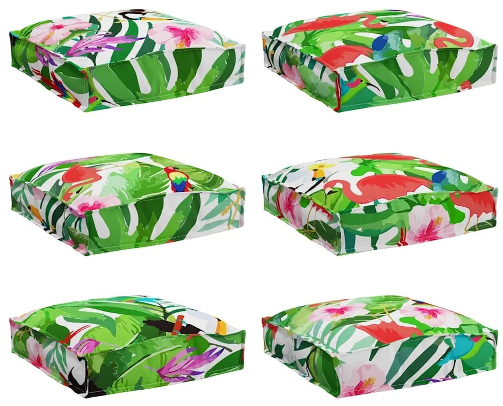 Almofadas de Palete para Assento 6 pcs Tropical Jungle 40x40x8 cm Teci
