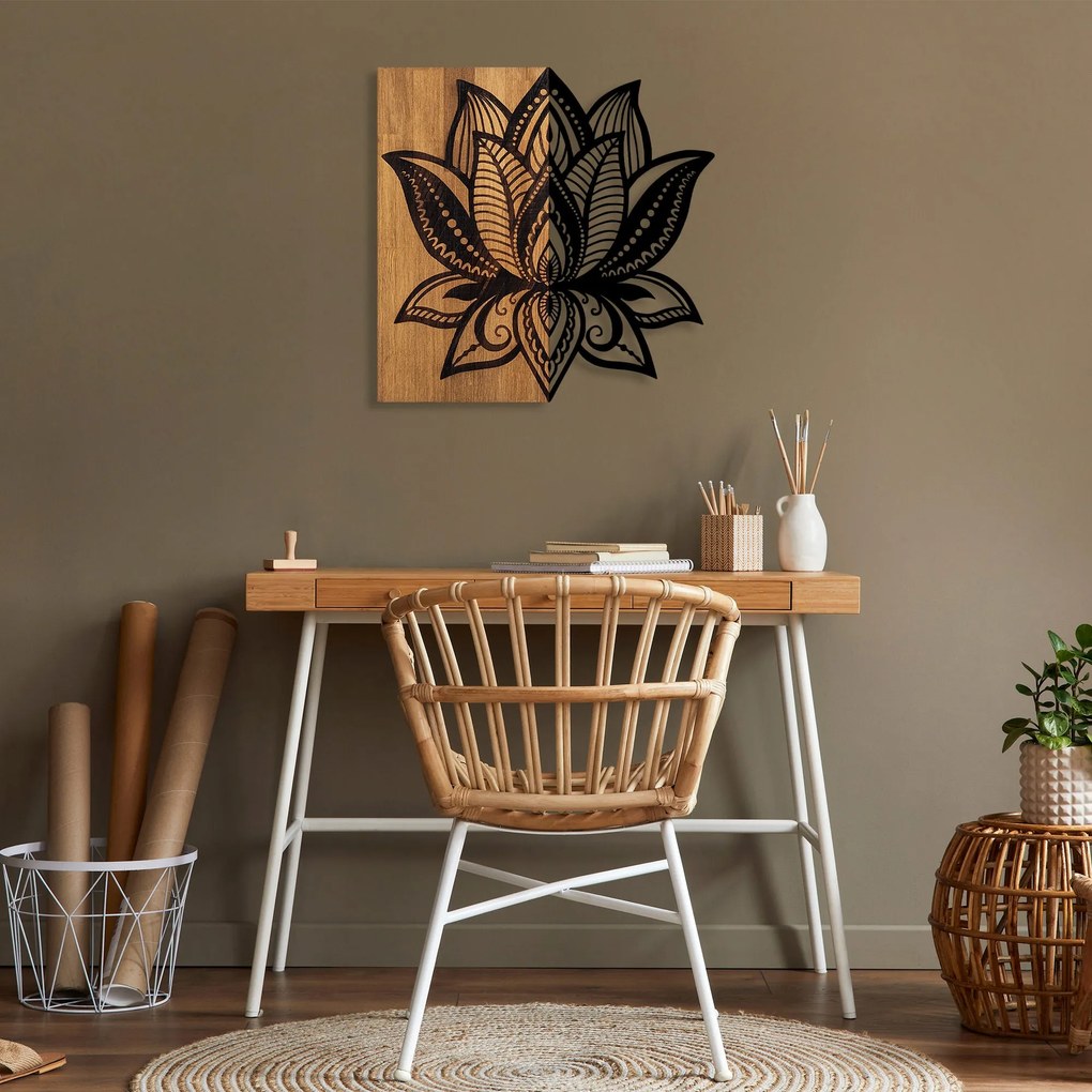Acessório Decorativo de Parede Lotus 10 – Nogueira e Preto – 58 x 59 c