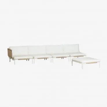 Conjunto De Jardim Com Sofá Modular De Canto De 4 Peças E Puff Em Aço Roubly Beige De Amêndoa - Sklum