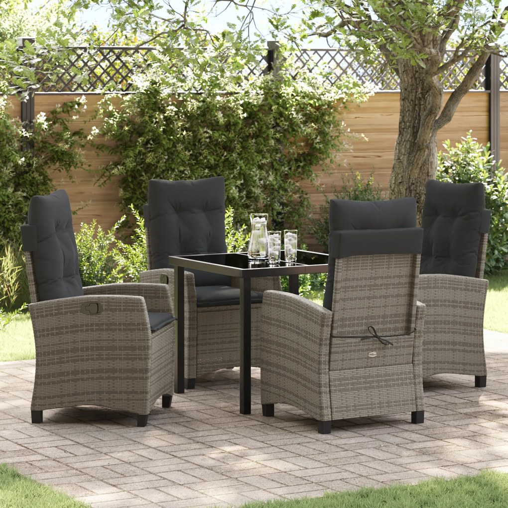 Conjunto de Jantar de Jardim - 5 Peças com Almofadas em Vime Sintético
