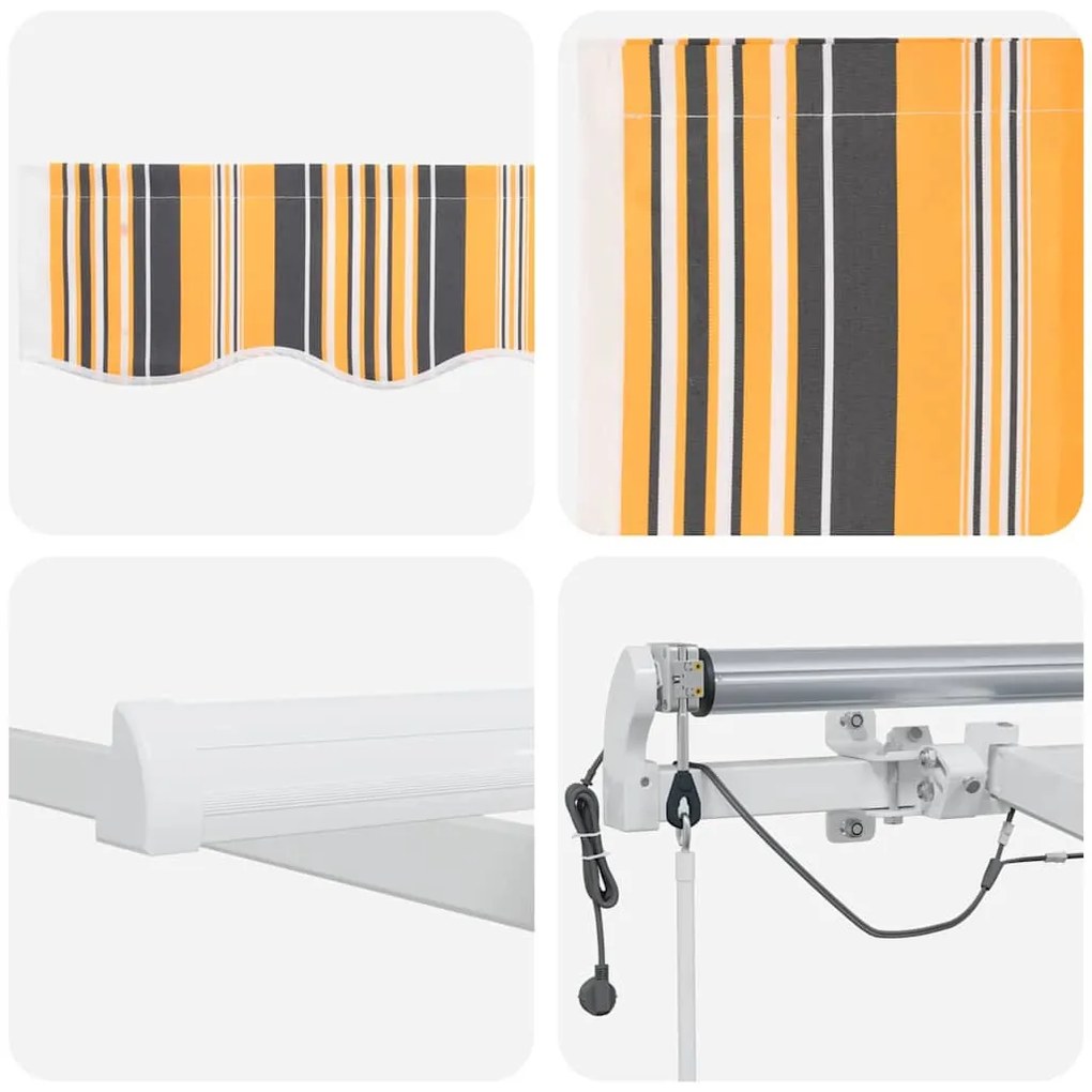 Toldo Retrátil Automático com Listras Multicoloridas LED 450x300 cm