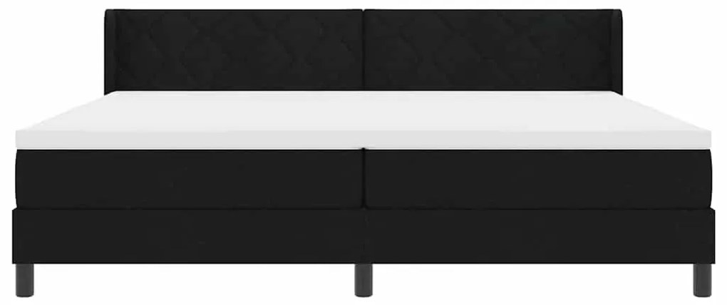 Cama Box com cabeceira Preto 200 x 200 cm Tecido e Espuma