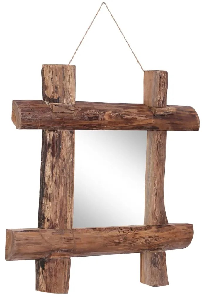 Espelho de troncos 50x50 cm madeira de teca reciclada natural