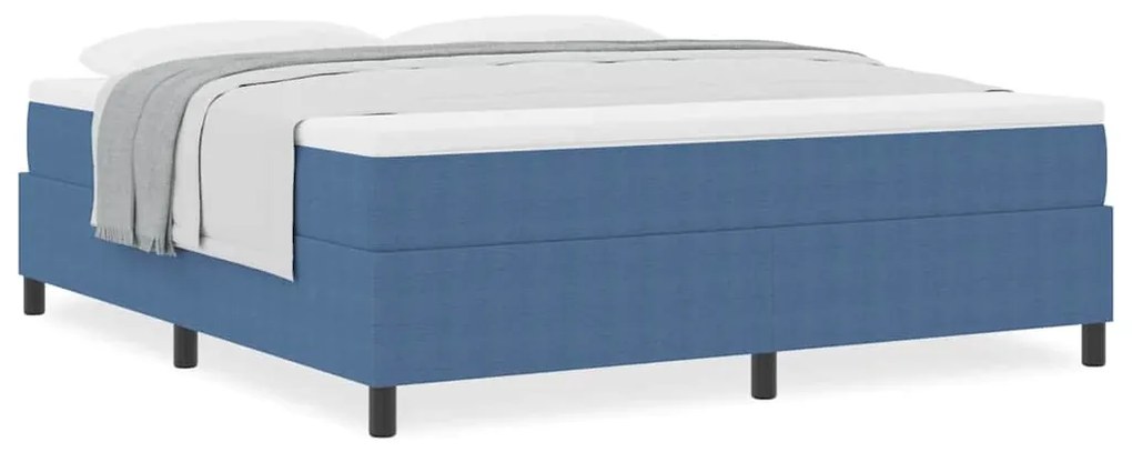 Cama Box com Colchão Azul, Super King, em Tecido Corduroy