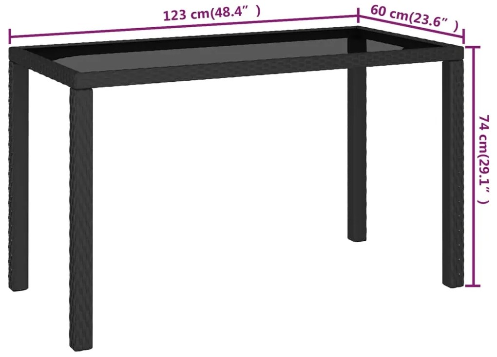 Conjunto de jantar para exterior c/ almofadões 6 pcs vime preto