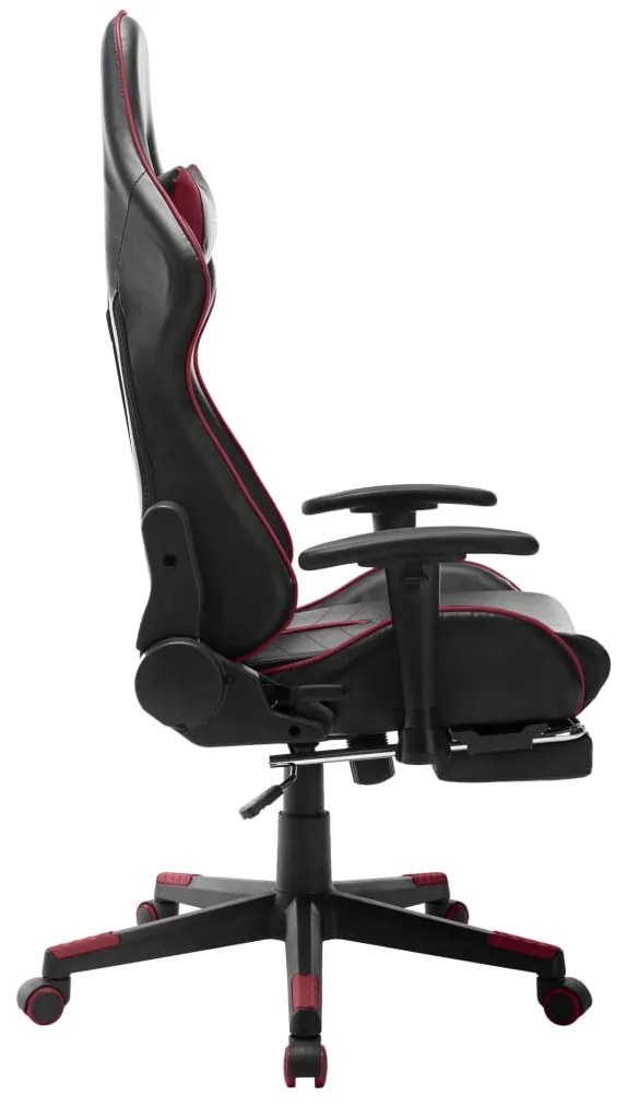 Cadeira gaming c/ apoio de pés couro art. preto/vermelho tinto