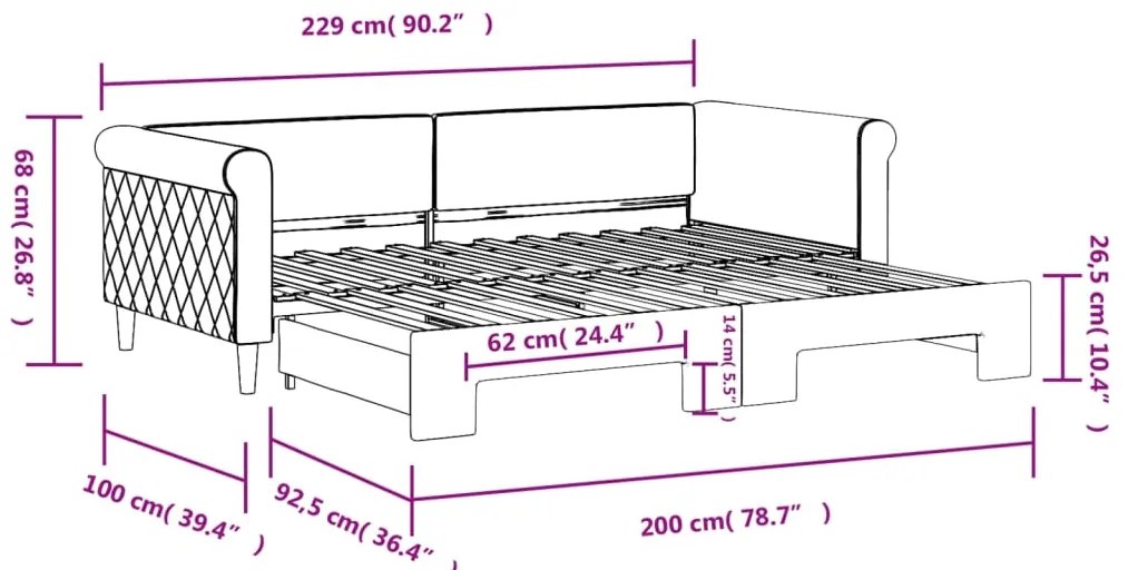 Sofá-cama com gavetão 90x200 cm veludo preto