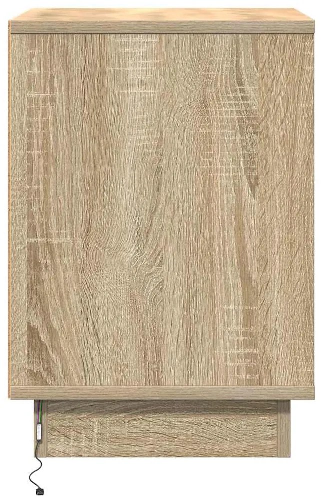 Cômodas de cabeceira com luzes LED 2 pcs Carvalho Sonoma 39x34,5x50 cm