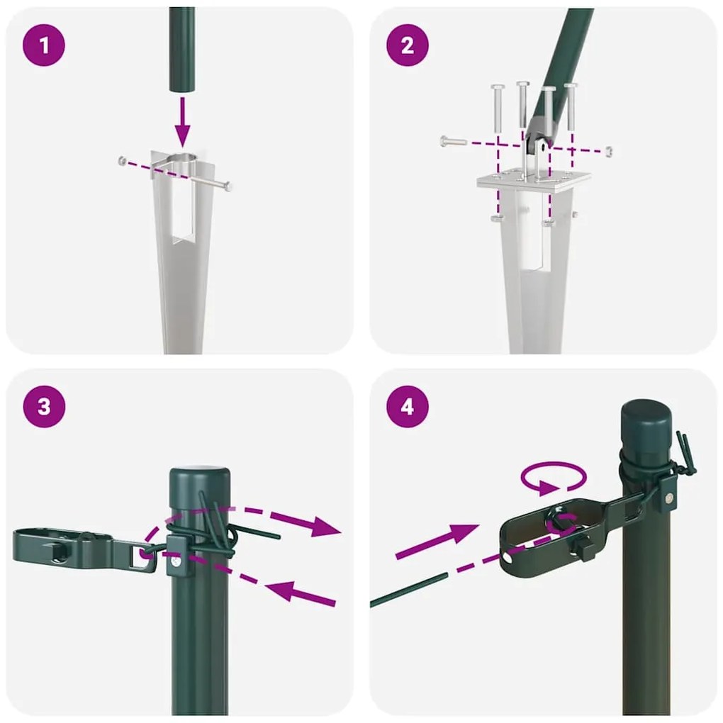 Postes de Cerca com Ponta - 52 pcs Ø32 mm, 170 cm, em Aço Galvanizado