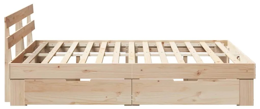 Estrutura da Cama com gaveta com cabeceira com armazenamento Castanho