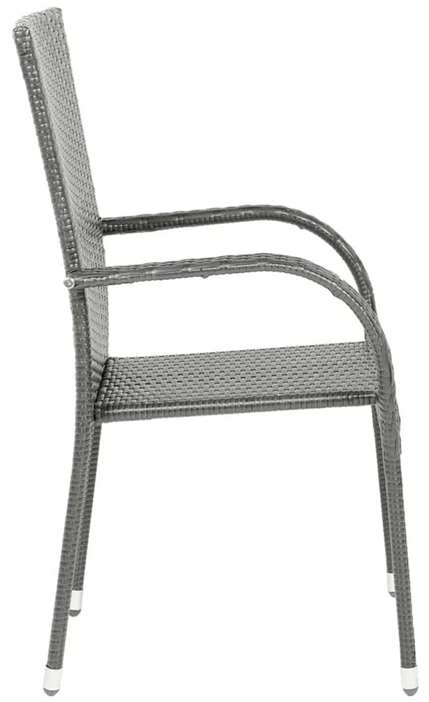 Cadeiras de exterior empilháveis 4 pcs vime PE cinzento