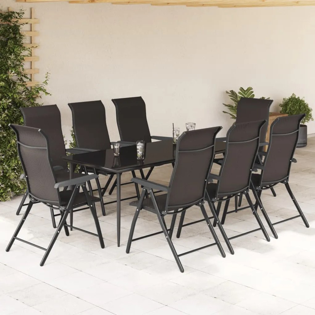 Cadeiras de jardim dobráveis 8 pcs vime PE cor preto café