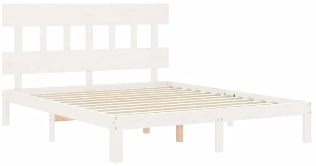 Cama sem colchão 160x200 cm madeira de pinho maciça branco