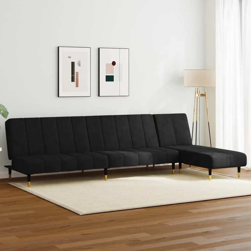 vidaXL 2 pcs conjunto de sofás veludo preto