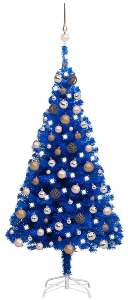 3077593 vidaXL Árvore de Natal artificial c/ luzes LED e bolas 120 cm PVC azul